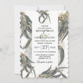 Invitation Aquarelle Eucalyptus Feuille Mariage vert (Devant)
