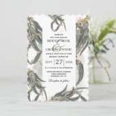Invitation Aquarelle Eucalyptus Feuille Mariage vert (Debout devant)