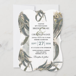 Invitation Aquarelle Eucalyptus Feuille Mariage vert