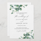 Invitation Aquarelle Eucalyptus feuille script mariage (Devant / Derrière)