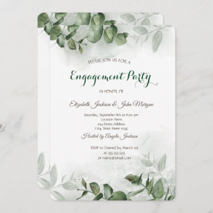 Invitation Aquarelle Eucalyptus Fiançailles de verdure