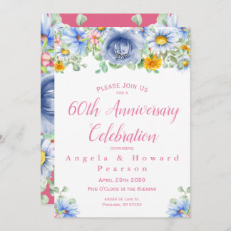 Invitation Aquarelle Eucalyptus Floral 60e anniversaire