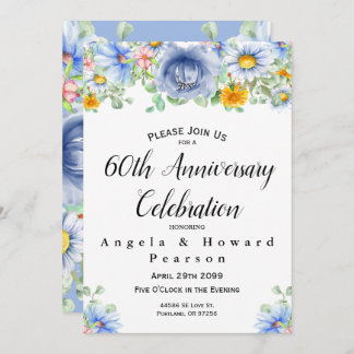 Invitation Aquarelle Eucalyptus Floral 60e anniversaire