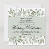 Invitation Aquarelle Eucalyptus & Foliage Boho Chic Mariage (Devant)