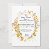 Invitation Aquarelle Eucalyptus Foliage Garçon Bleu w Or (Devant)