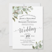 Invitation Aquarelle Eucalyptus Foliage Rustique Boho Mariage (Devant)