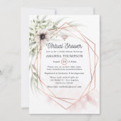 Invitation Aquarelle Eucalyptus Géométrique Douche virtuelle (Devant)