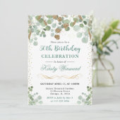 Invitation Aquarelle Eucalyptus Gold Parties scintillant Anni (Debout devant)