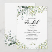Invitation Aquarelle Eucalyptus Green Bridal Luncheon (Devant / Derrière)