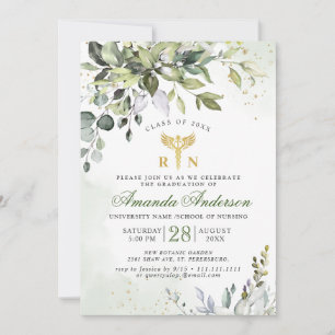 Invitation Aquarelle Eucalyptus Infirmière Diplôme de l'école