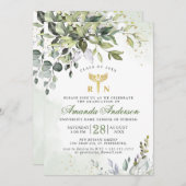 Invitation Aquarelle Eucalyptus Infirmière Diplôme de l'école (Devant / Derrière)