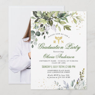 Invitation Aquarelle Eucalyptus Infirmière Diplôme de l'école