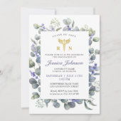 Invitation Aquarelle Eucalyptus Lavender Diplôme en soins inf (Devant)