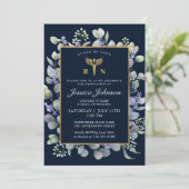 Invitation Aquarelle Eucalyptus Lavender Infirmière Graduatio (Debout devant)