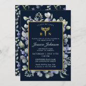 Invitation Aquarelle Eucalyptus Lavender Infirmière Graduatio (Devant / Derrière)