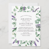 Invitation Aquarelle Eucalyptus Lavender Mariage de verdure (Devant)