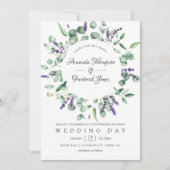 Invitation Aquarelle Eucalyptus Lavender Mariage de verdure (Devant)