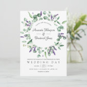 Invitation Aquarelle Eucalyptus Lavender Mariage de verdure (Debout devant)