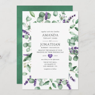 Invitation Aquarelle Eucalyptus Lavender Mariage de verdure