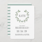 Invitation Aquarelle Eucalyptus Leaf Frame| Porte-parole (Devant / Derrière)