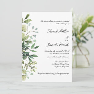 Invitation Aquarelle Eucalyptus & Mariage botanique vert