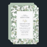 Invitation Aquarelle Eucalyptus Mariage de fleurs vertes<br><div class="desc">Une belle aquarelle dessinée à la main, de la verdure d'eucalyptus et des fleurs de gencives design mariage. Un design unique qui utilise des feuilles d'eucalyptus à l'aquarelle illustrée et des botaniques à fleurs florales. Un design floral eucalyptus moderne. Un design élégant d'invitation de mariage avec des éléments modernes. Des...</div>