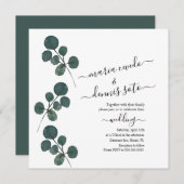 Invitation Aquarelle Eucalyptus Mariage de script vert (Devant / Derrière)