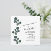 Invitation Aquarelle Eucalyptus Mariage de script vert (Debout devant)