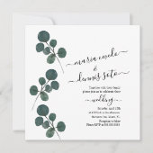 Invitation Aquarelle Eucalyptus Mariage de script vert (Devant)