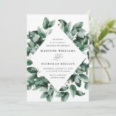 Invitation Aquarelle Eucalyptus | Mariage de trame (Debout devant)