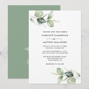 Invitation Aquarelle Eucalyptus Mariage de verdure