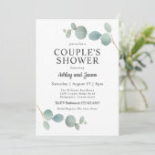 Invitation Aquarelle Eucalyptus Mariage Douche Couple (Debout devant)