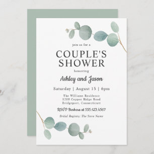 Invitation Aquarelle Eucalyptus Mariage Douche Couple