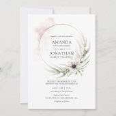 Invitation Aquarelle Eucalyptus Mariage géométrique (Devant)