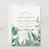 Invitation Aquarelle Eucalyptus Mariage vert verdoyant (Devant)