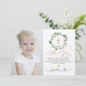 Invitation Aquarelle Eucalyptus Merci Communion (Debout devant)