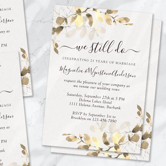 Invitation Aquarelle Eucalyptus Moderne Vow Renouvellement