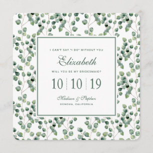 Invitation Aquarelle Eucalyptus Motif feuille - Bridesmaid