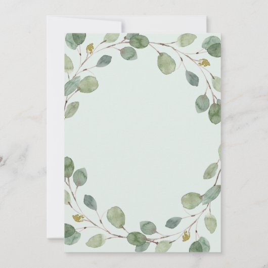 Invitation Aquarelle Eucalyptus Or Géométrique Bébé Sprinkie (Dos)