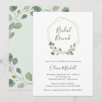 Aquarelle Eucalyptus Or Géométrique Bridal Brunch