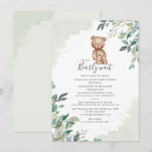 Invitation Aquarelle Eucalyptus Ours Baby shower moderne (Devant / Derrière)