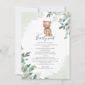 Invitation Aquarelle Eucalyptus Ours Baby shower moderne (Devant)