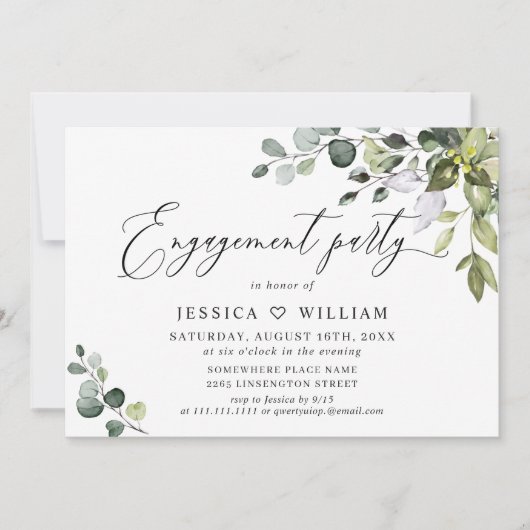 Invitation Aquarelle Eucalyptus PARTI ENGAGEMENT ÉCOLOGIQUE (Devant)