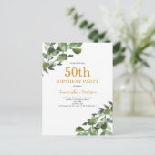 Invitation aquarelle eucalyptus pour 50e anniversa (Debout devant)