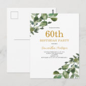Invitation aquarelle eucalyptus pour 60e anniversa (Devant / Derrière)