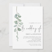 Invitation Aquarelle Eucalyptus QR Code Sage Mariage (Devant)