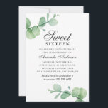 Invitation Aquarelle eucalyptus Sweet 16. Feuillage verdoyant<br><div class="desc">Aquarelle eucalyptus Sweet 16 anniversaire invitation. Veuillez me contacter si vous avez besoin d'autres articles.</div>