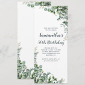 Invitation Aquarelle Eucalyptus Verdure 50e anniversaire (Devant / Derrière)