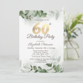 Invitation Aquarelle Eucalyptus Verdure 60e anniversaire (Debout devant)
