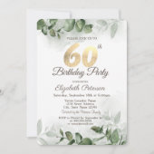 Invitation Aquarelle Eucalyptus Verdure 60e anniversaire (Devant)